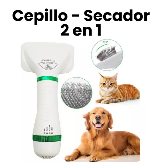 Cepillo Secador 2 En 1 para Mascotas