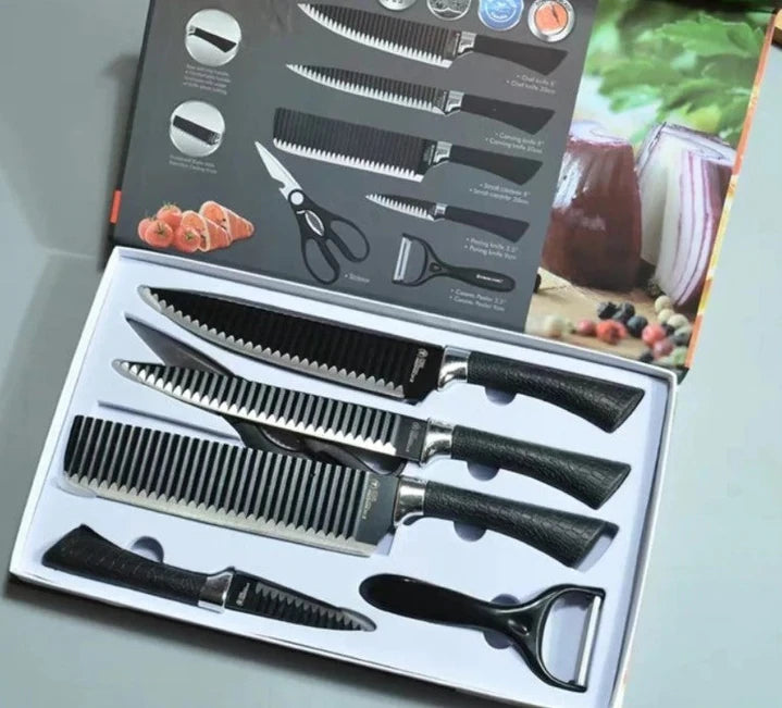 Set de 6 Cuchillos Especiales Negros de Cocina