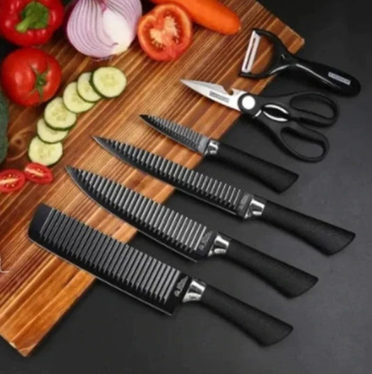 Set de 6 Cuchillos Especiales Negros de Cocina