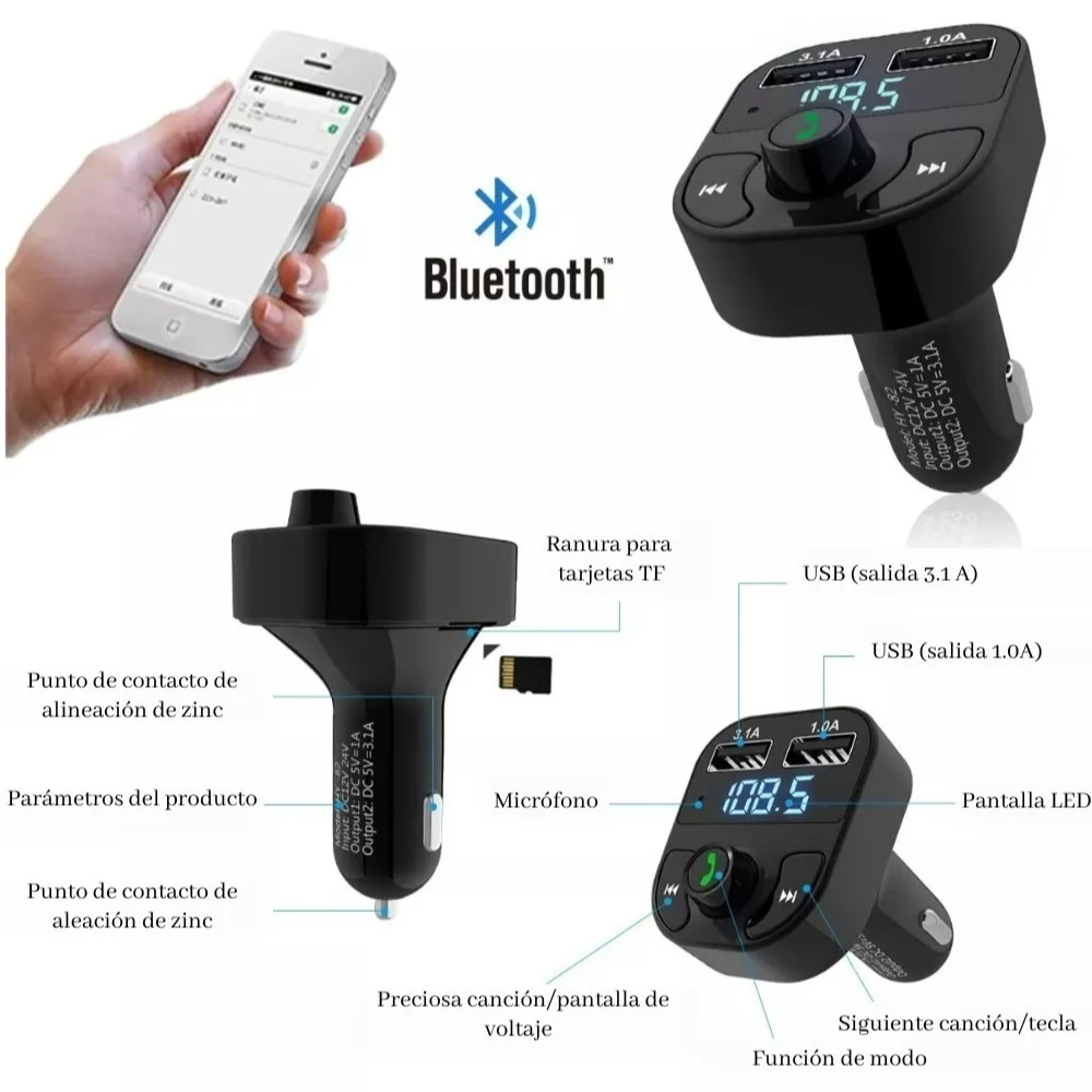 Receptor Bluetooth Autos Fm Mp3